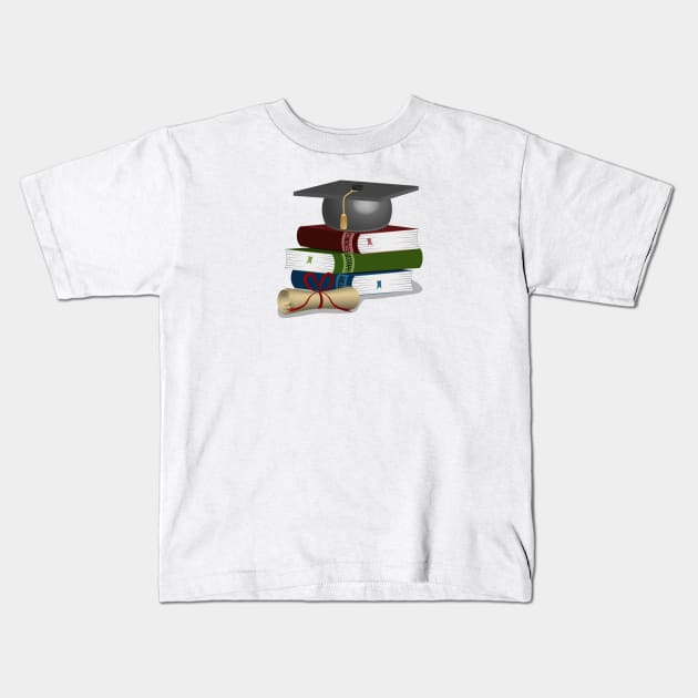 Degree And Books Kids T-Shirt by Designoholic